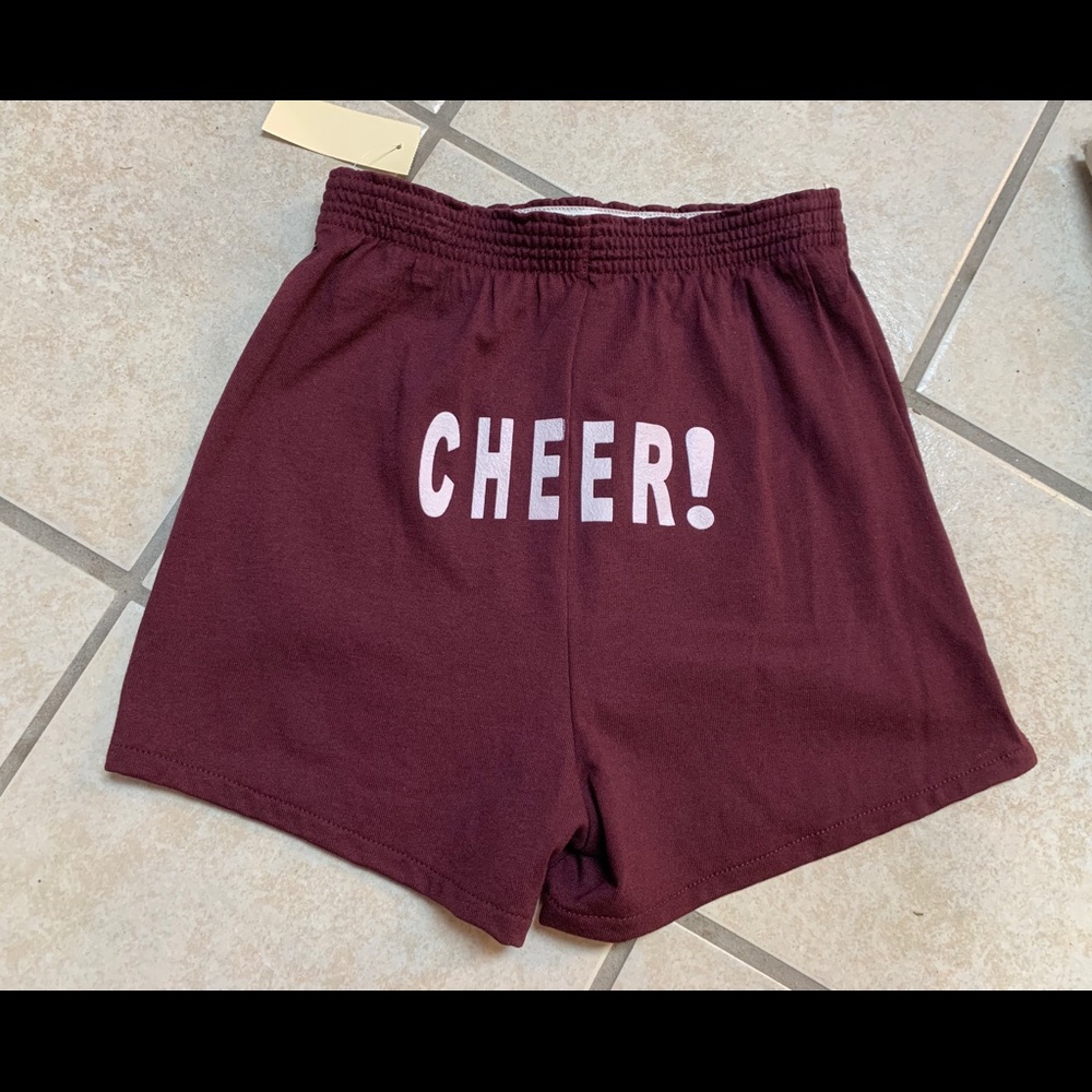 Kids XL (14-16) Burgundy Maroon Soffe Style Cheer Rear Logo Athletic Shorts NWT
